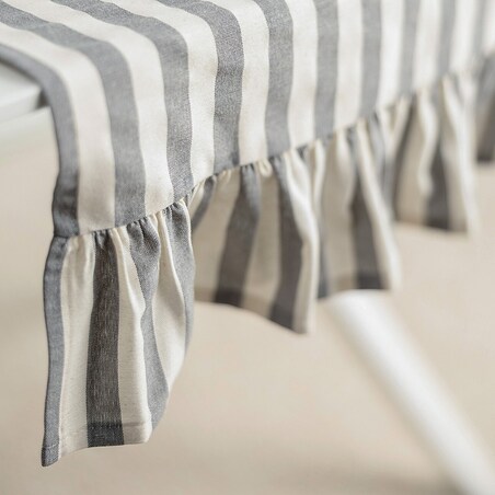 Bieżnik z falbaną 40x160 cm 40x160 szaro-białe pasy (1,5cm)