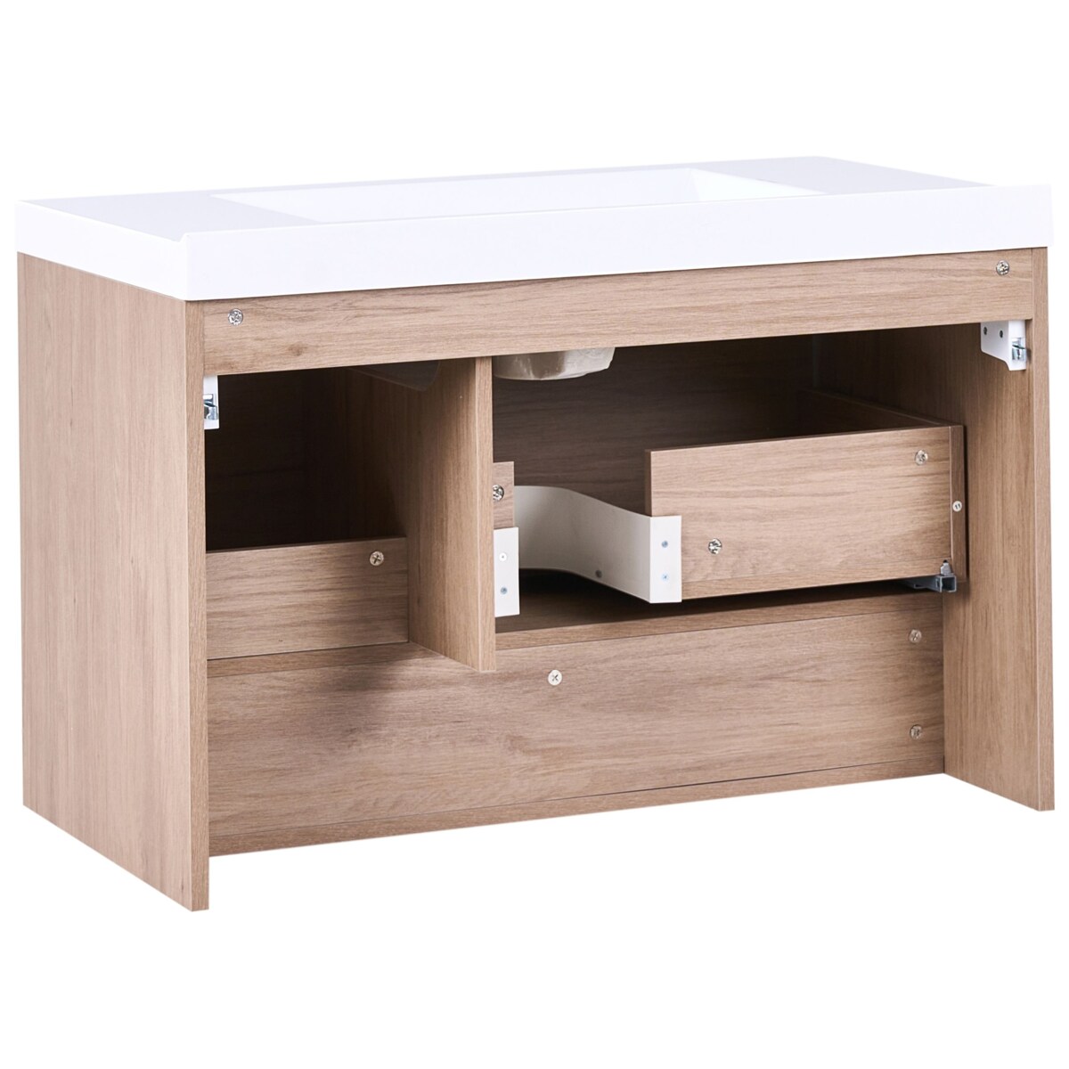 Szafka łazienkowa wisząca z umywalką UMAYO 90 cm Jasnobrązowy