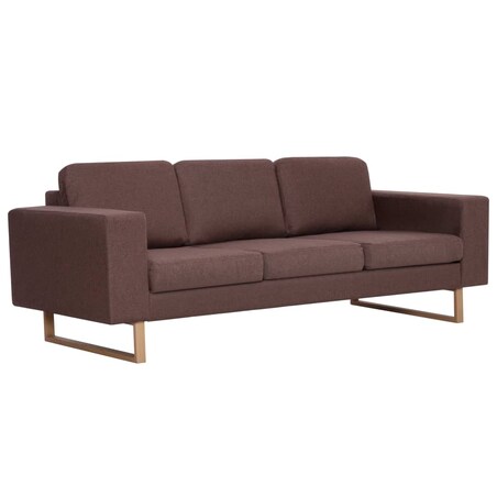 vidaXL 3-osobowa sofa tapicerowana tkaniną, brązowa