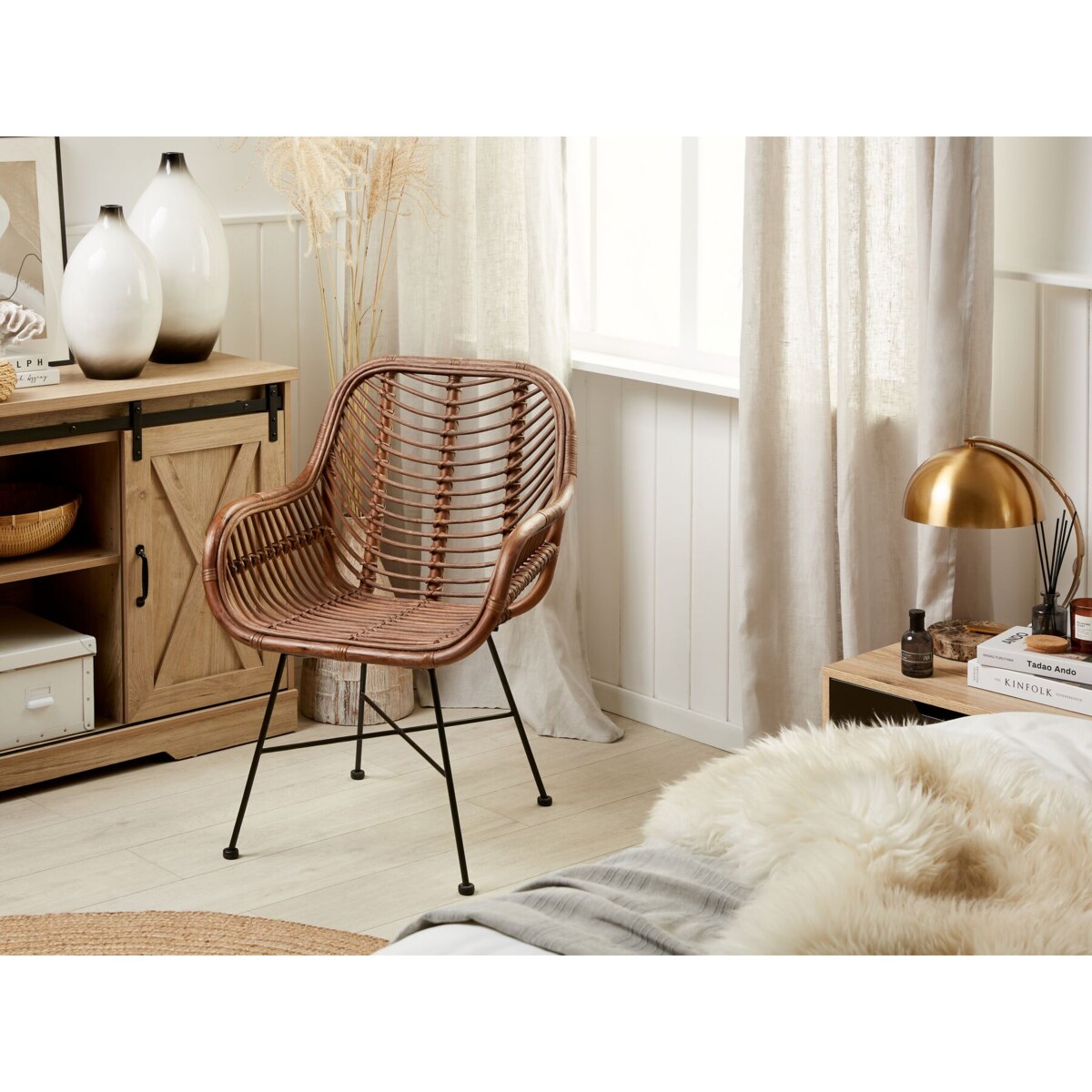 Krzesło rattanowe brązowe CANORA