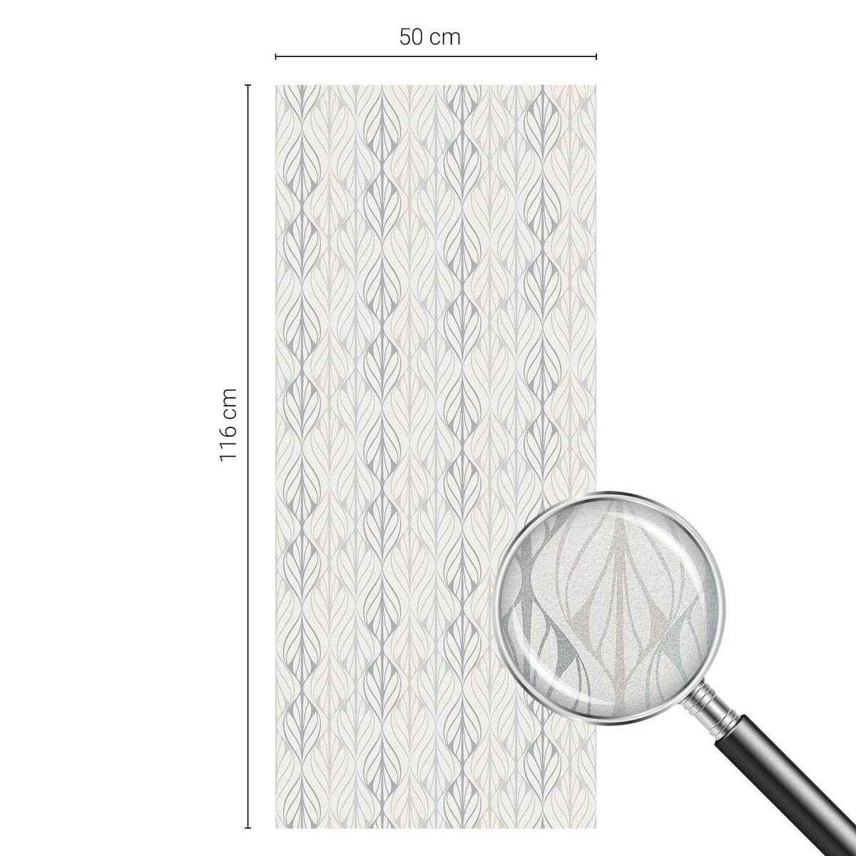 Okleina okienna dekoracyjna - Subtelne liście symetria harmonia wnętrza - 50x116 cm