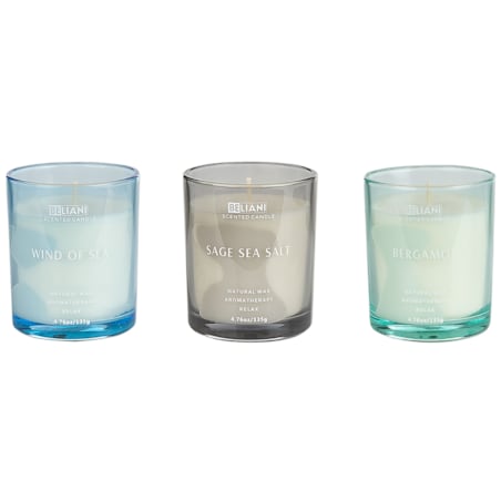3 świece zapachowe sojowe bergamotka/ morska bryza/ szałwia z solą morską SHEER JOY