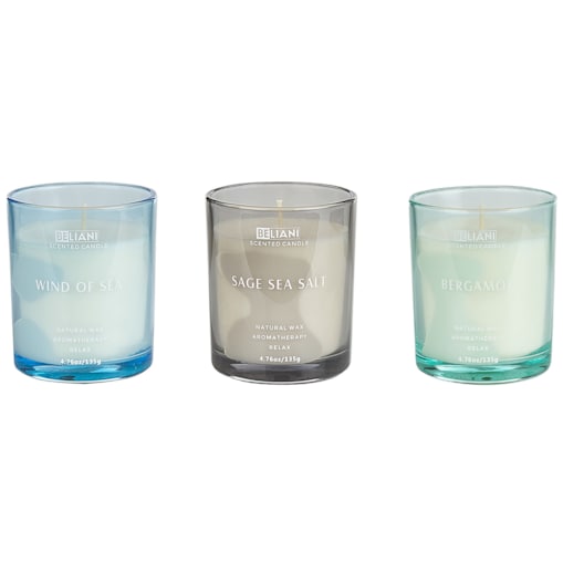 3 świece zapachowe sojowe bergamotka/ morska bryza/ szałwia z solą morską SHEER JOY