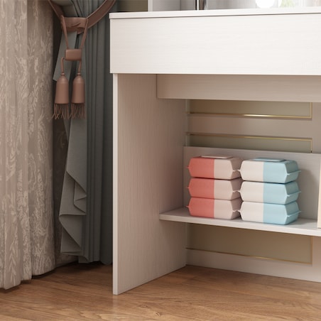 TOALETKA KOSMETYCZNA MAKIJAŻU WIZAŻU Z LUSTREM LED NOWOCZESNA LOFT 110 CM