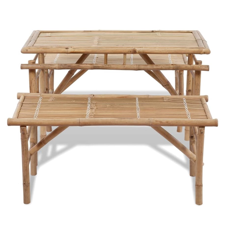 vidaXL Stół biesiadny z 2 ławkami, 100 cm, bambus