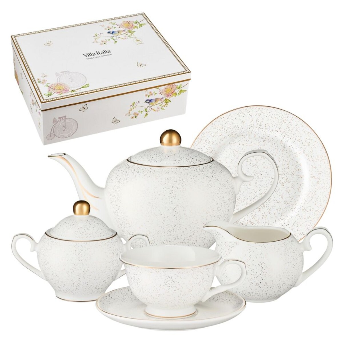 VILLA ITALIA Serwis do herbaty na 6 osób porcelanowy Zestaw prezentowy SUNSET