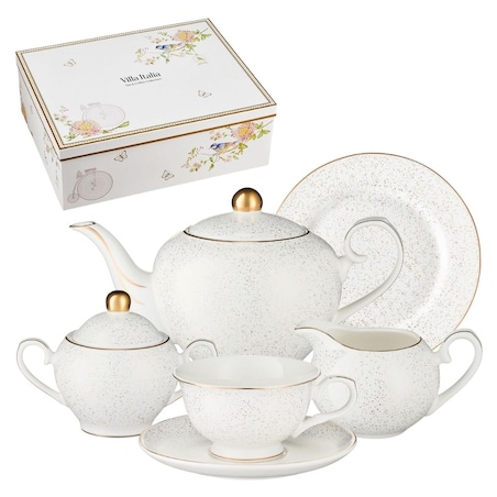 VILLA ITALIA Serwis do herbaty na 6 osób porcelanowy Zestaw prezentowy SUNSET