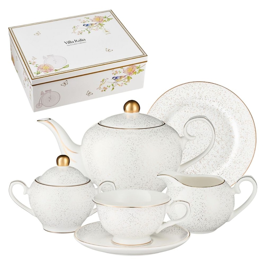 VILLA ITALIA Serwis do herbaty na 6 osób porcelanowy Zestaw prezentowy SUNSET