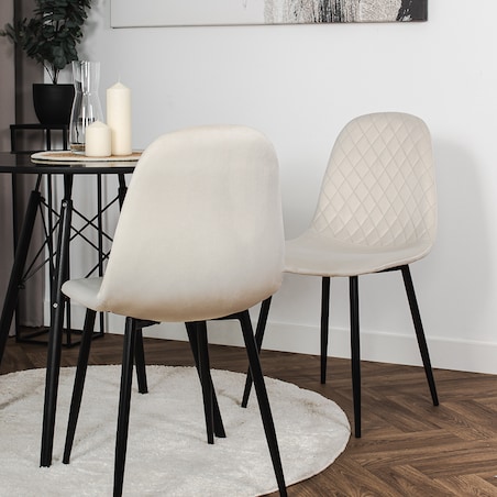 Krzesło tapicerowane nowoczesne pikowane do salonu jadalni beżowe