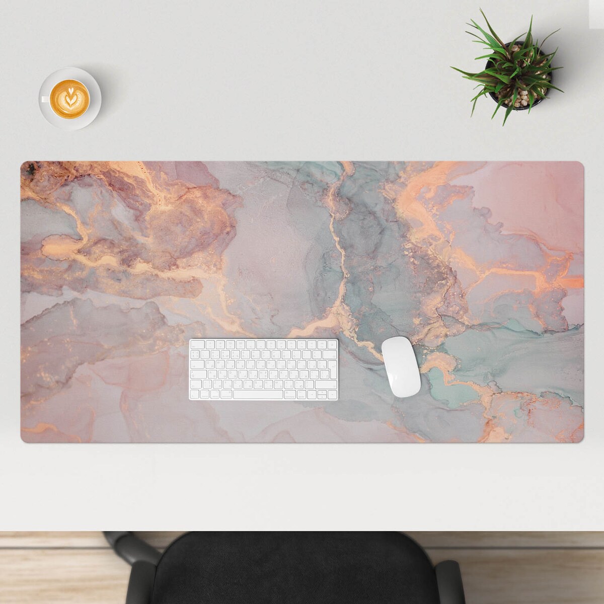 Różowa mata na biurko Abstrakcyjna akwarela, 120x60 cm