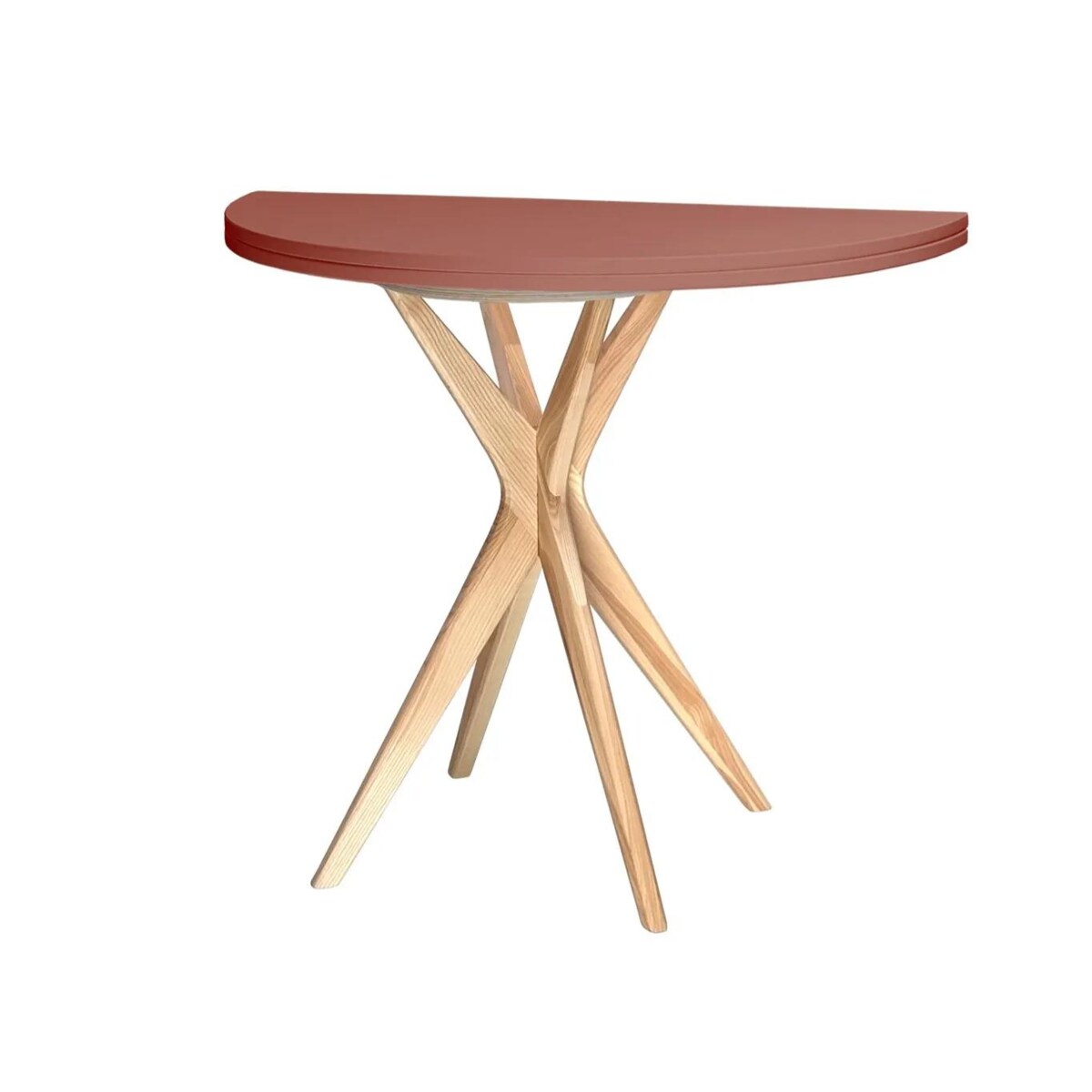 Stół półokrągły CUTTI 90x90 rozkładany koralowy/jesion