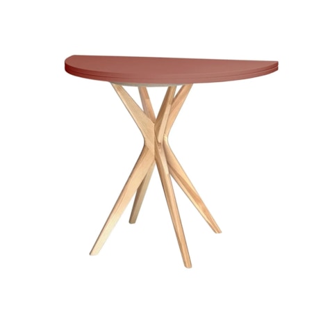 Stół półokrągły CUTTI 90x90 rozkładany koralowy/jesion