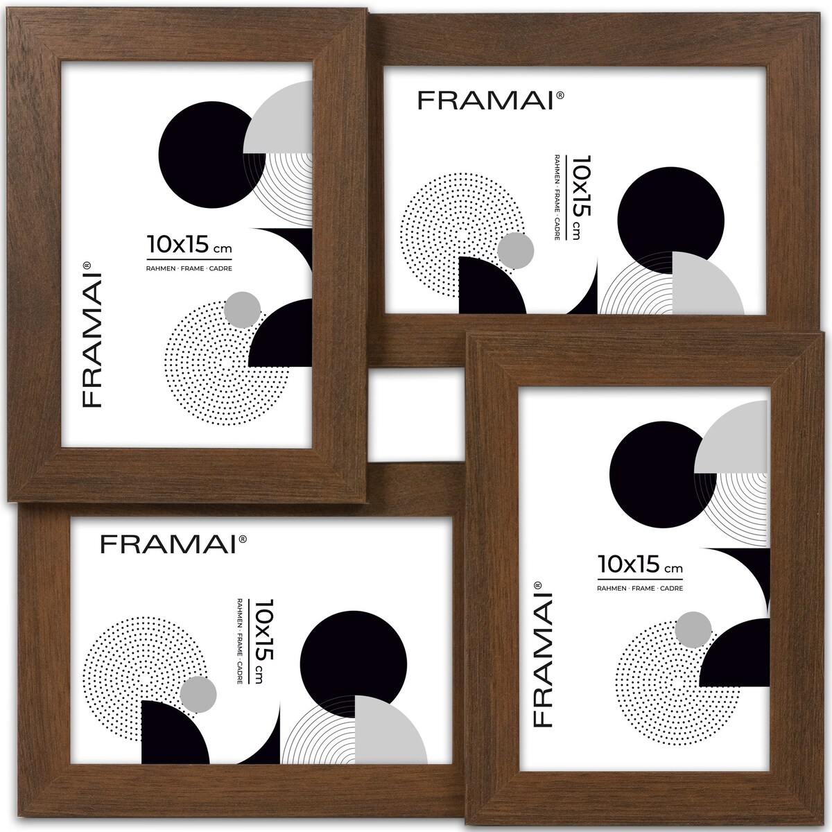 Multirama ramka na zdjęcia. Brązowa multirama na cztery zdjęcia 10x15 cm Ramka na zdjęcia 4 w 1 MULTI HEN 4 FRAMAI