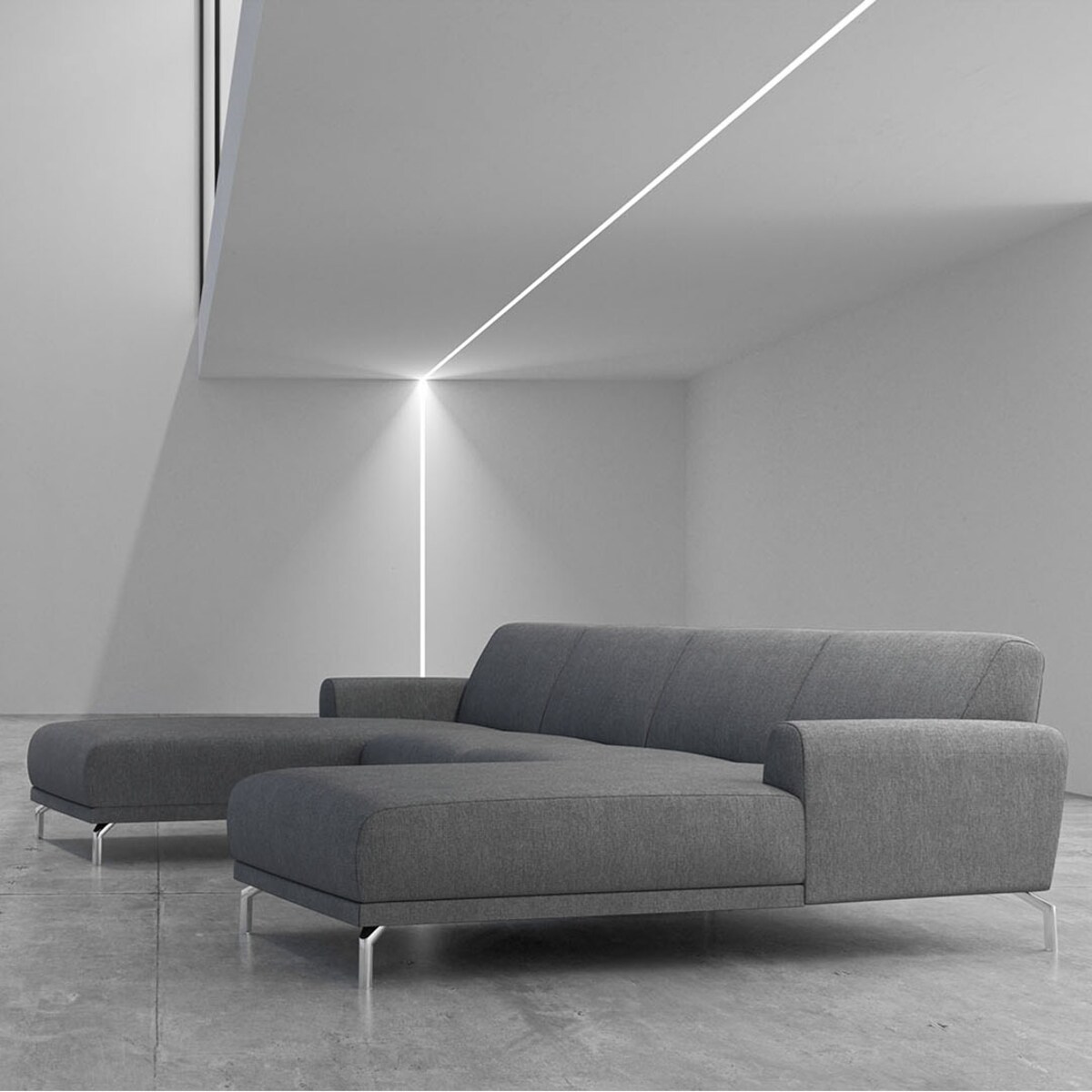 Sofa narożna podwójna Puzo jasnoszara