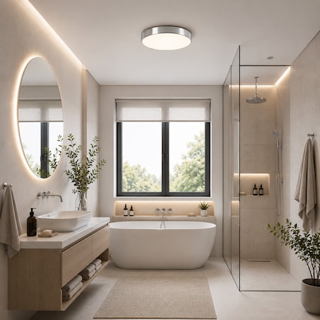 Lampa Sufitowa Łazienkowa Tk Lighting Velis Chrome Plafon Led 30W Ip54 Zmienna Barwa, Ściemniany