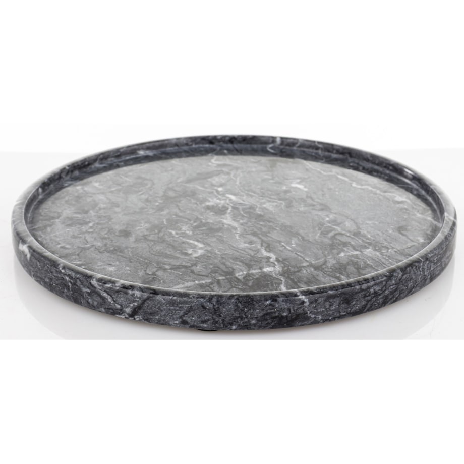 Taca dekoracyjna okrągła marmurowa 25x25 cm TREI ciemnoszara