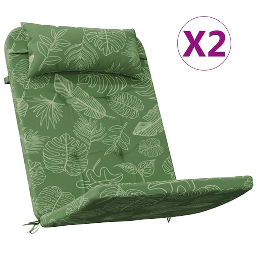 vidaXL Poduszki na krzesła Adirondack, 2 szt., wzór w liście, tkanina