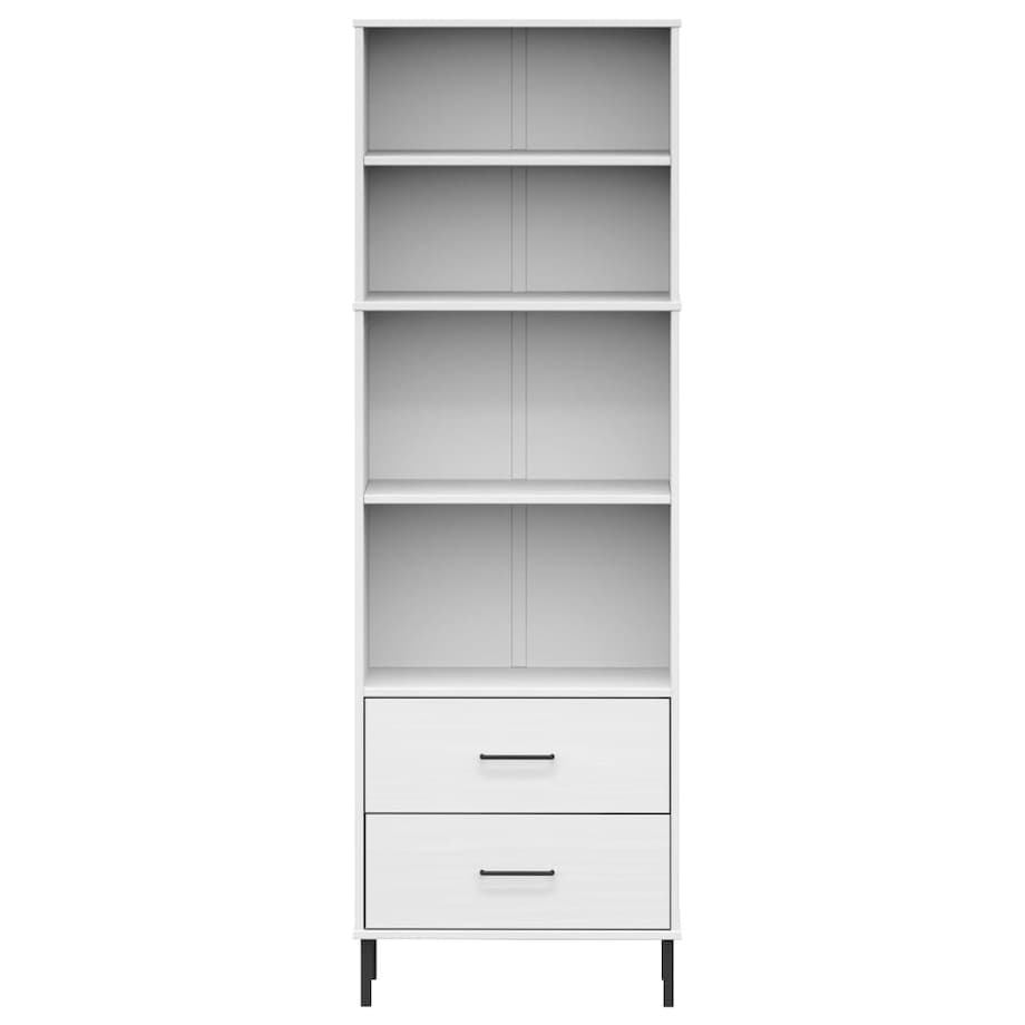 vidaXL Regał OSLO z 2 szufladami, biały, 60x35x180 cm, lite drewno