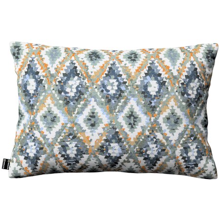 Poszewka Kinga na poduszkę prostokątną 60x40 kremowe wzory azteckie na kremowym niebiesko-miętowym tle