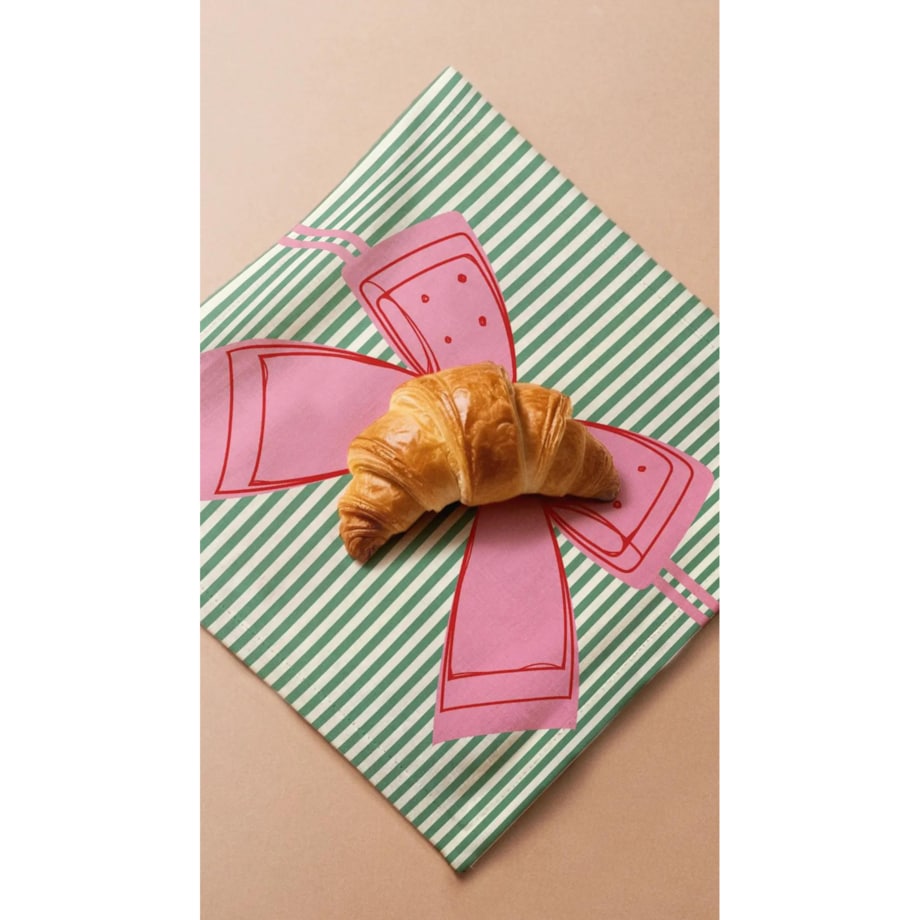 Serwetki świąteczne - Kokardka - zielone paski (2szt.)