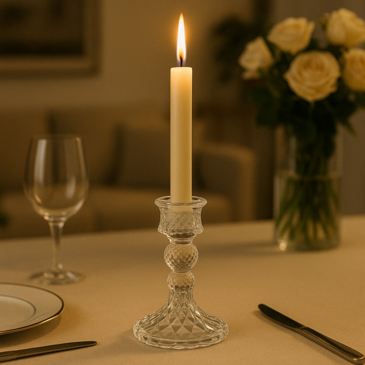 Świecznik dekoracyjny, szklany Glamour 12,5 cm - SW14