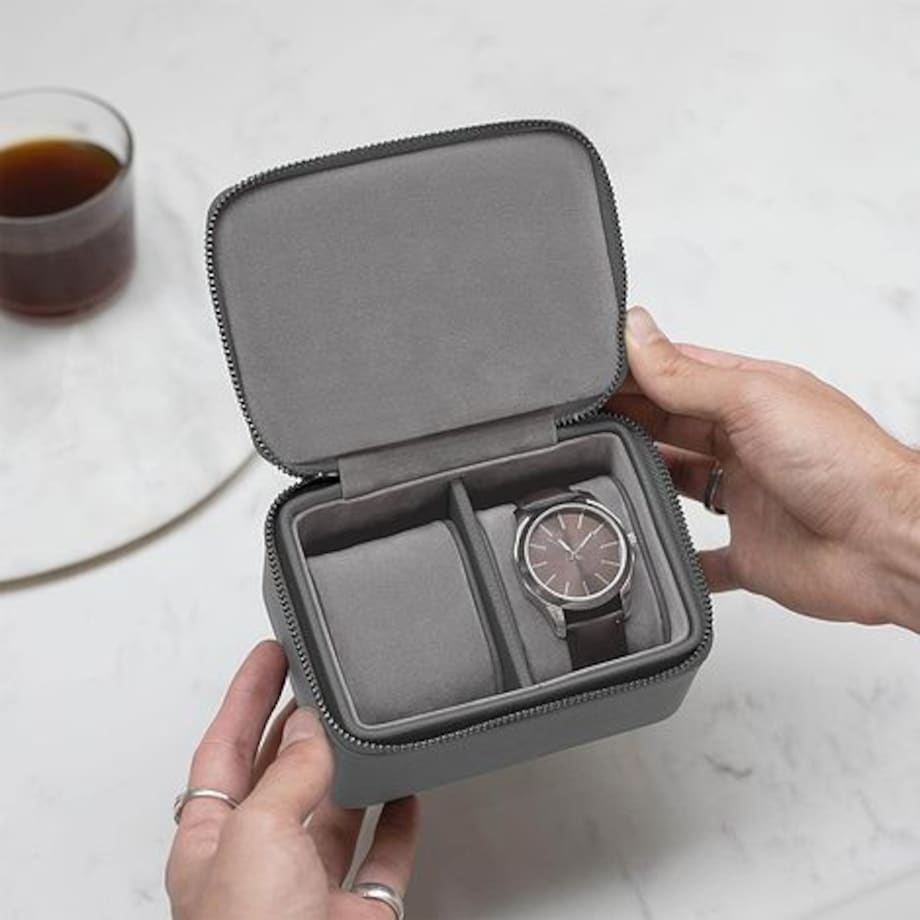 Pudełko na zegarki podróżne Stackers Pebble dwukomorowe ciemnoszare