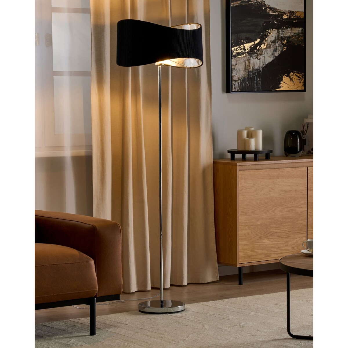 Lampa podłogowa metalowa srebrna CALVILLO