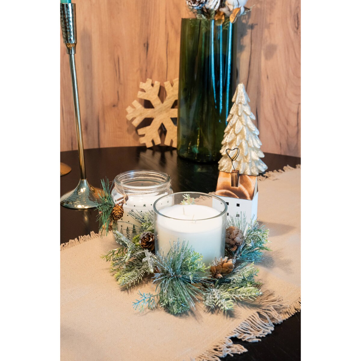 Drewniana podkładka pod szklankę w kształcie śnieżynki, Ø 19 cm