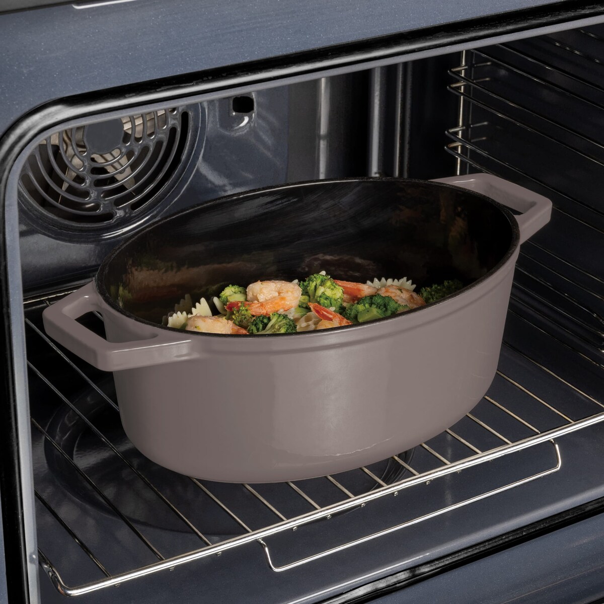 Garnek żeliwny owalny 4,65l z pokrywką 30cm Berlinger Haus Taupe BH-6541