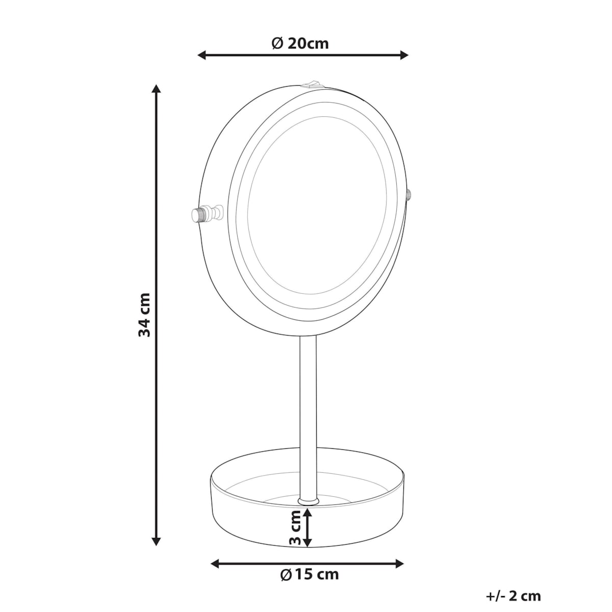 Lusterko kosmetyczne LED ø 20 cm srebrne z białym SAVOIE