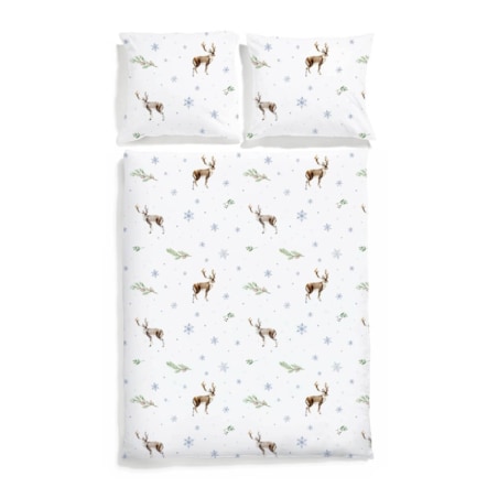 Pościel świąteczna Renifery 220/200 + 2 x 50/60 cm