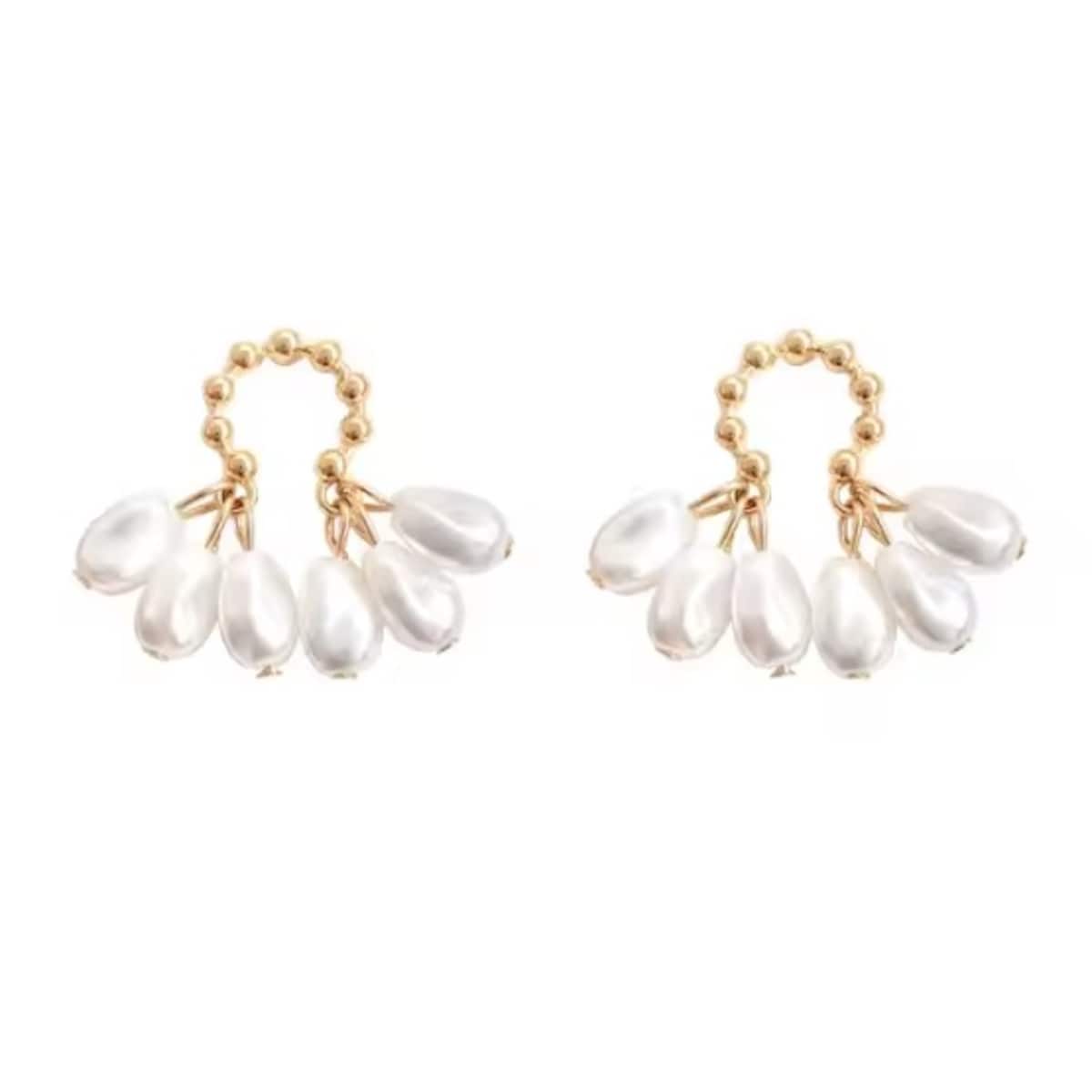 Złote delikatne kolczyki z perełkami subtelne wiszące okrągłe koła drobne