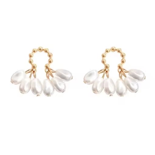 Złote delikatne kolczyki z perełkami subtelne wiszące okrągłe koła drobne