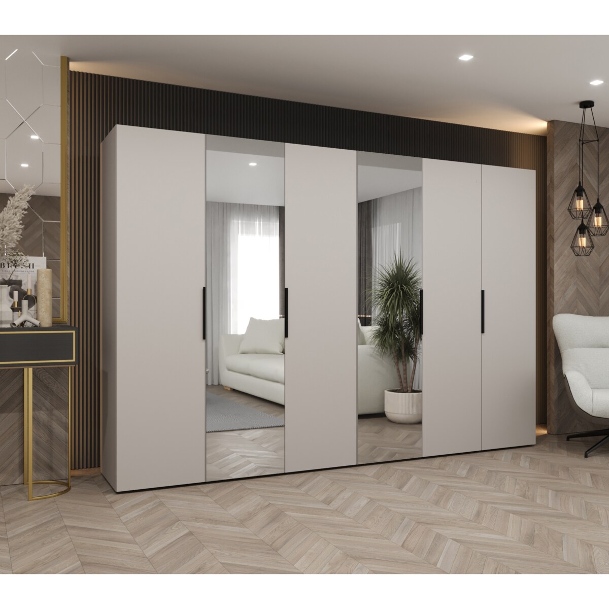 Szafa uchylna otwierana MARBELLA 2 300 wys. 202 cm Kaszmir + u. Czarny