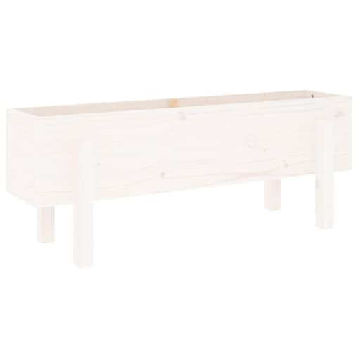 vidaXL Donica ogrodowa na nóżkach, biała, 101x30x38 cm, drewno sosnowe