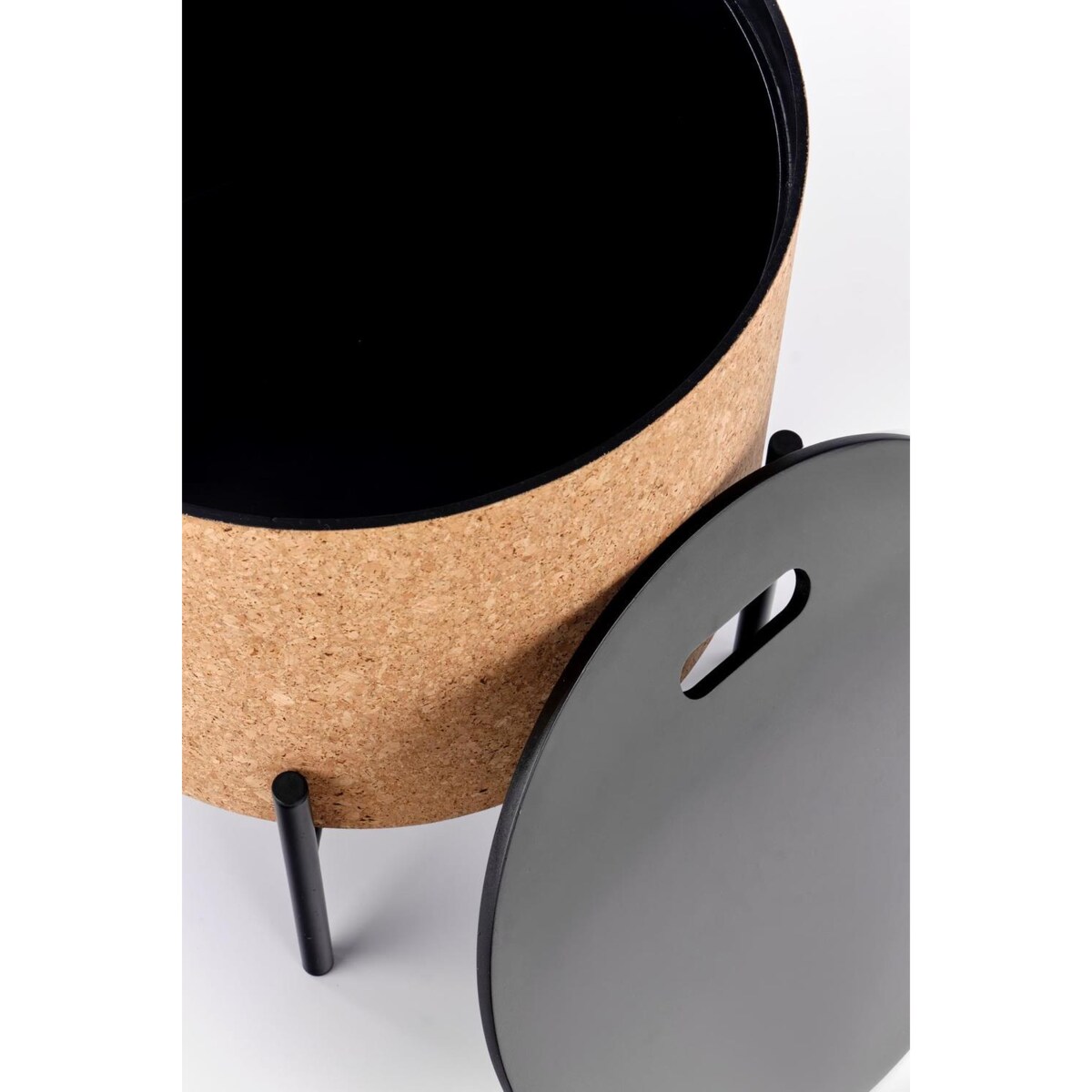 STOLIK KAWOWY Teffa naturalny Z POJEMNIKIEM mdf, korek, stal