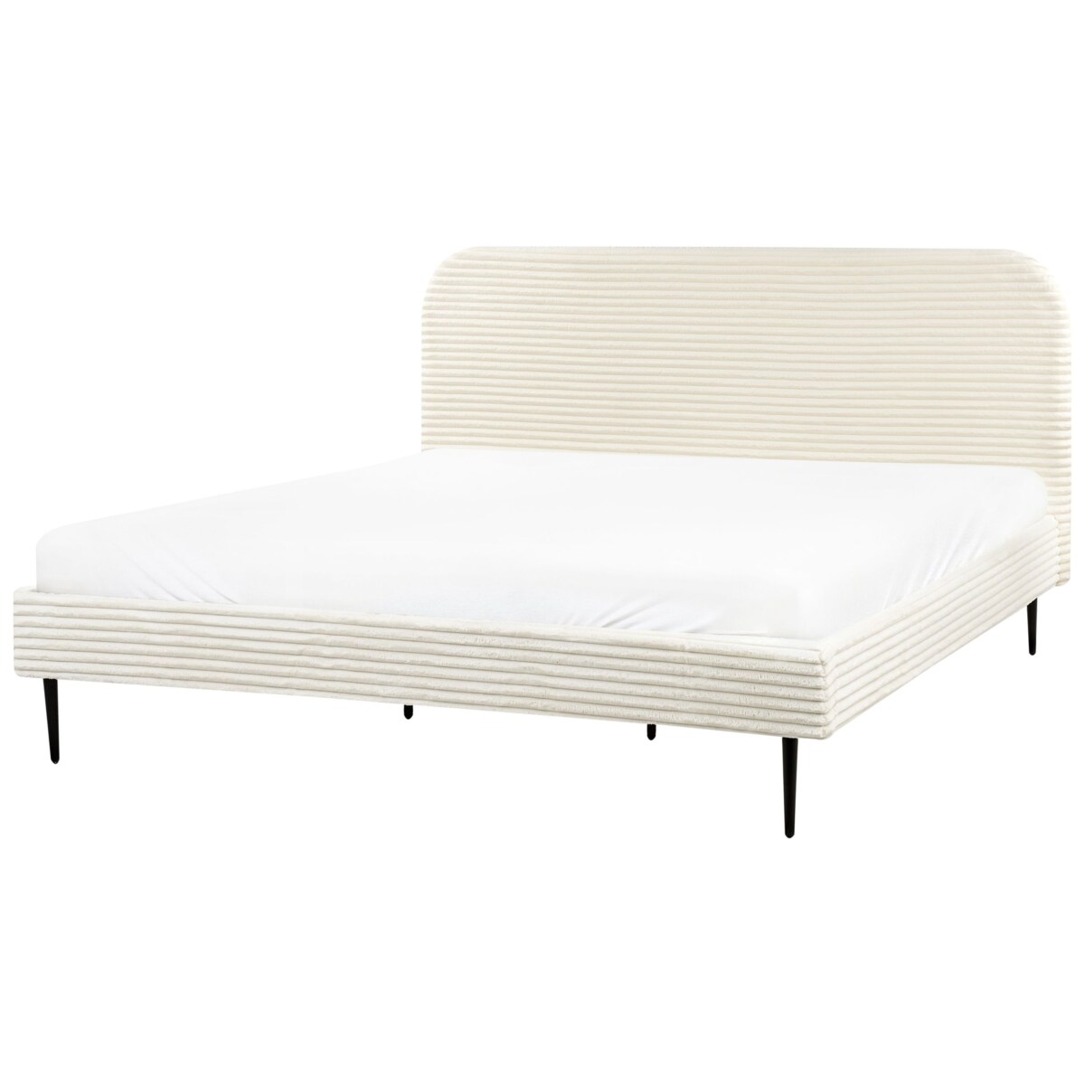 Łóżko Sztruks FLAYAT 180 x 200 cm Złamana biel