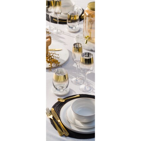 Talerze deserowe porcelanowe SUBLIMA, złota obwódka, 6 sztuk x Ø 20 cm