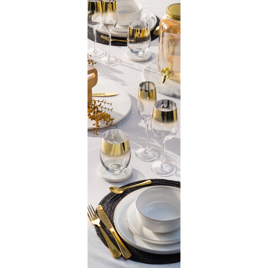 Talerze deserowe porcelanowe SUBLIMA, złota obwódka, 6 sztuk x Ø 20 cm
