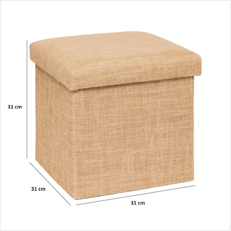 Pufa składana ze schowkiem 31x31x31 cm SUMDA-2 beżowa