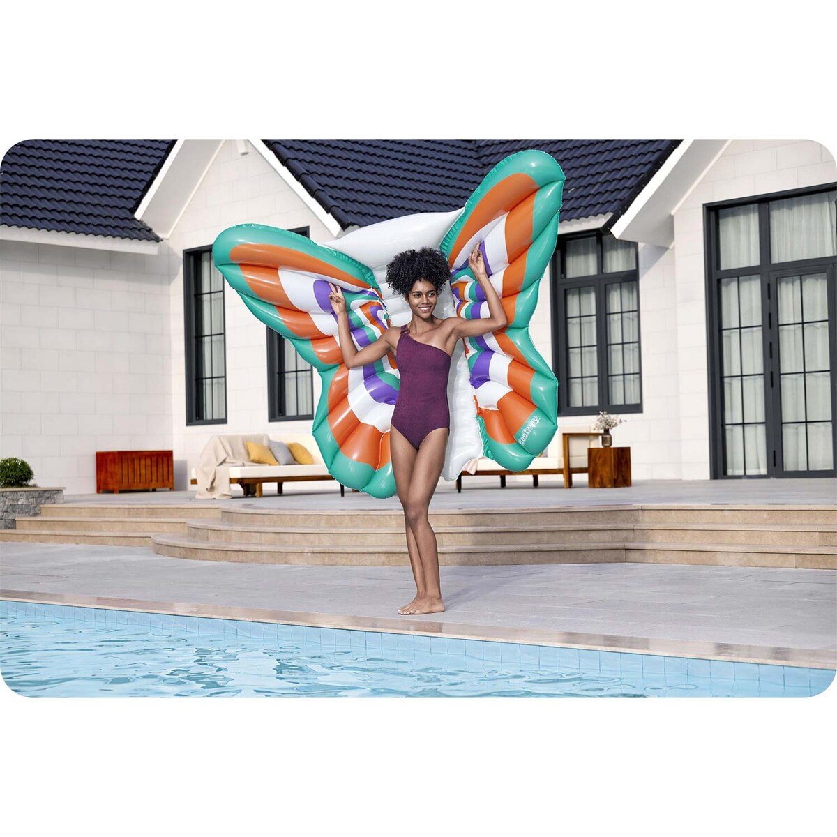 Dmuchany materac do pływania dla dzieci Bestway Motyl 193x176 cm