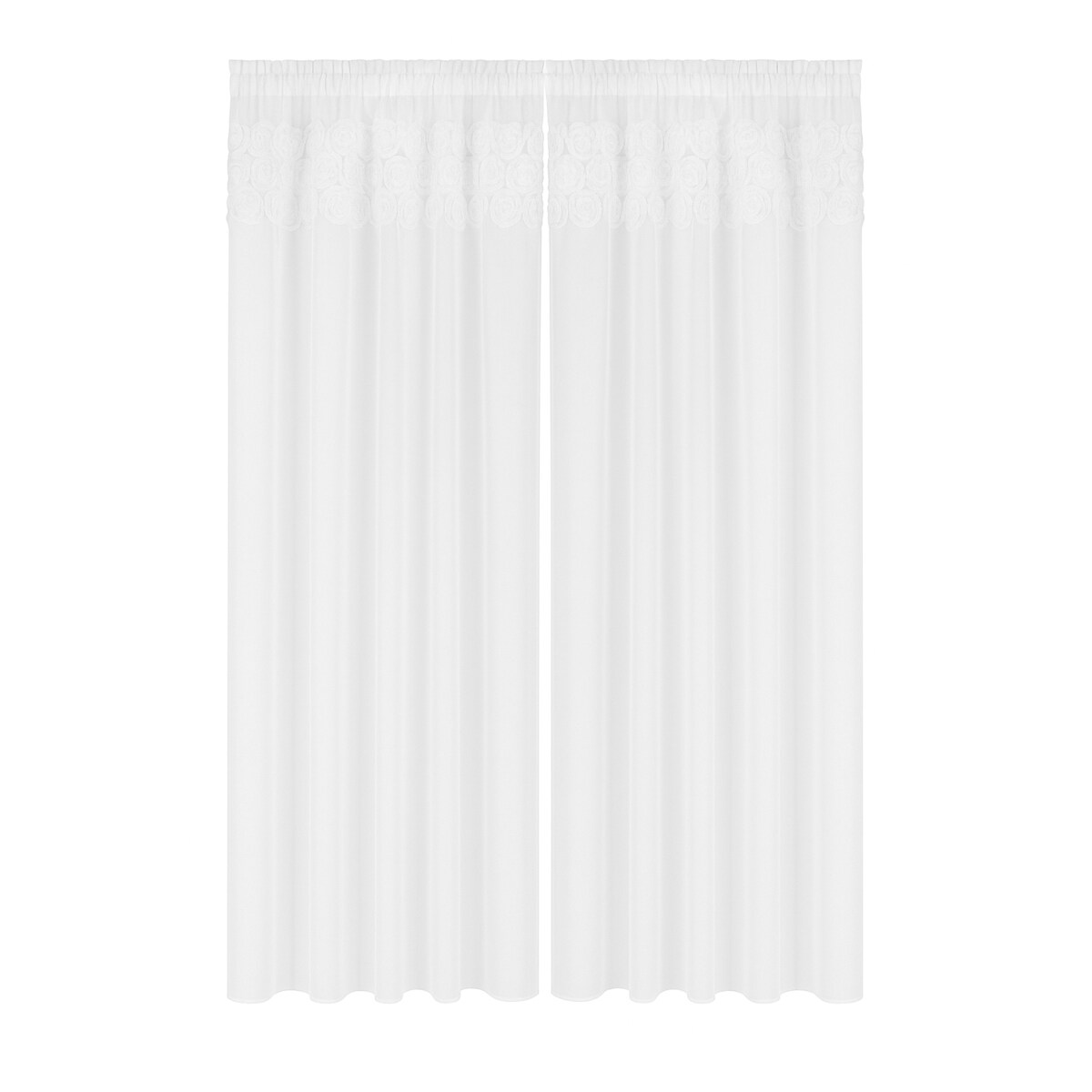 firana "rosalia" top róże 3d wyszywane biały | 400x140 taśma