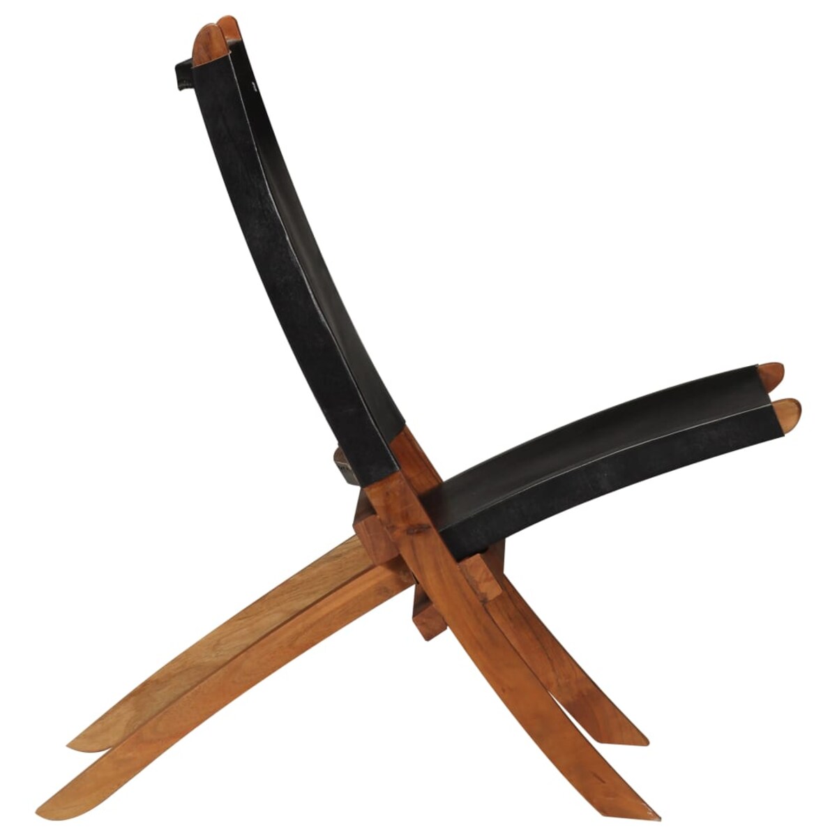 vidaXL Krzesło składane, czarne, skóra naturalna