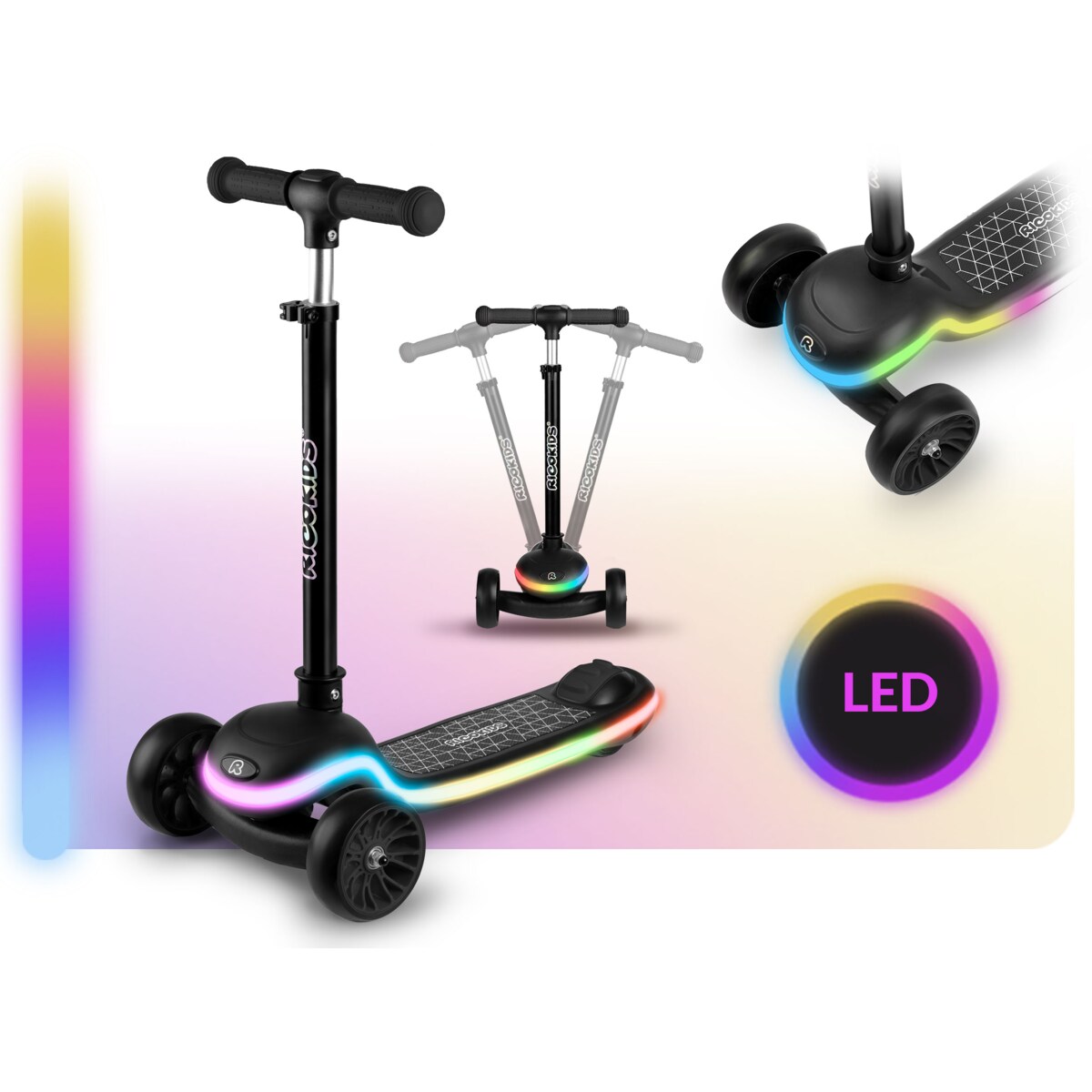 Hulajnoga dla dzieci trójkołowa Leddi czarna