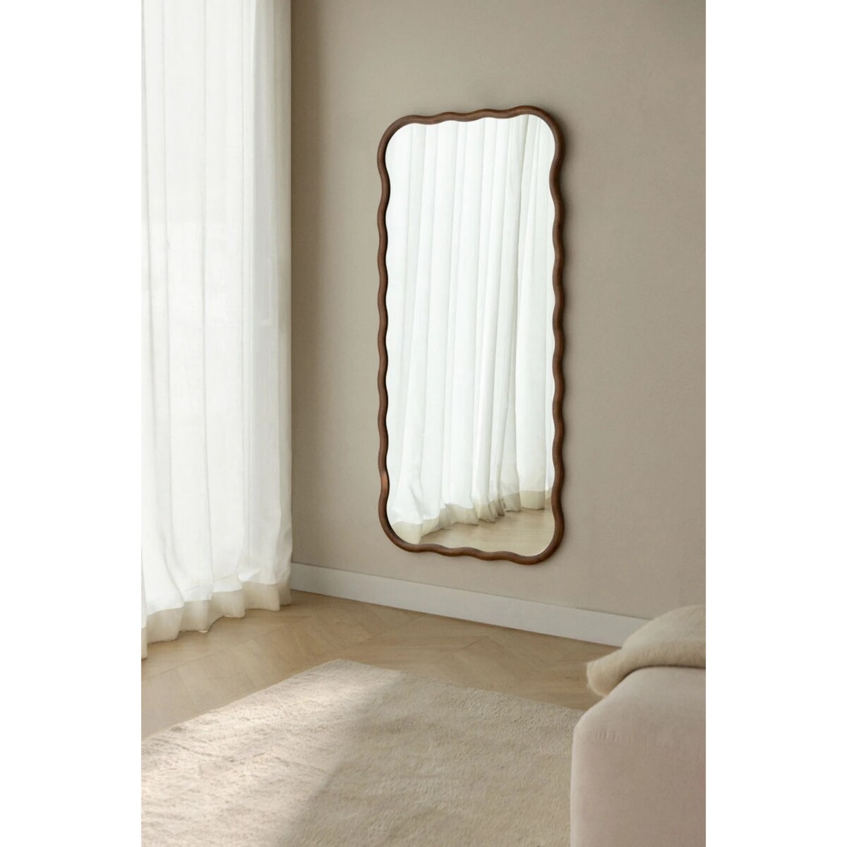 Lustro ścienne z drewna dębowego Aldreu 75x160 cm