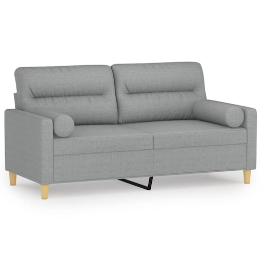 vidaXL 2-osobowa sofa z poduszkami, jasnoszara, 140 cm, tkanina