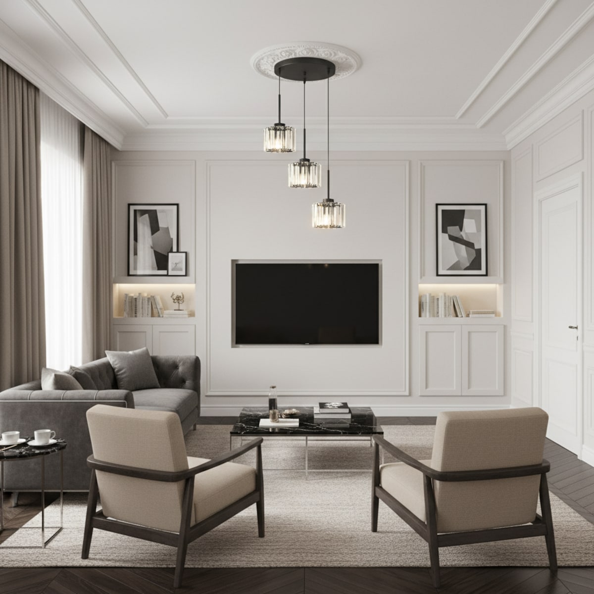 lampa wisząca kaskadowa 3 punktowa edylit do salonu