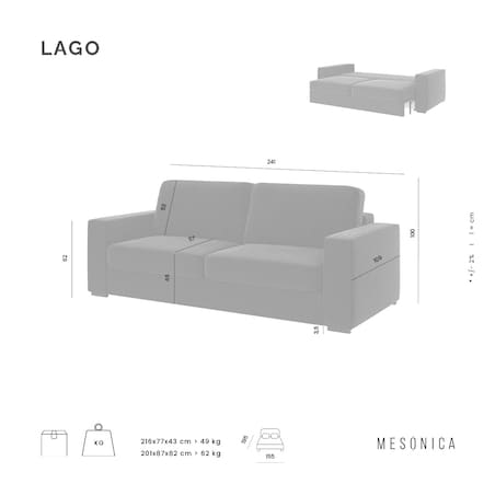 Sofa rozkładana 3 osobowa Lago granatowa