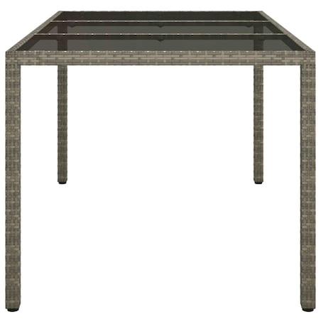 vidaXL Stół ogrodowy, 150x90x75 cm, szkło i rattan PE, szary
