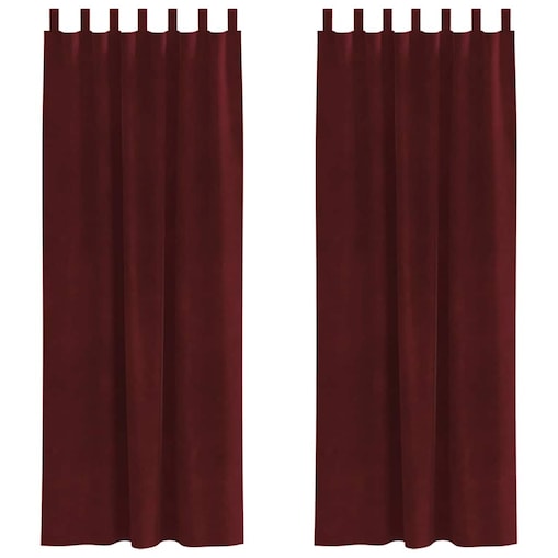 vidaXL Zasłony z zasłonami 2 pcs Czerwone wino 140 x 260 cm Aksamit